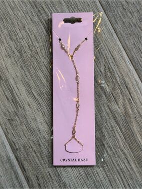 Crystal Haze Crystal Chain The Resort Hand Harness Gold Tone 17" + 5" Extension